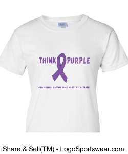 Think Purple Ladies White Tee Design Zoom
